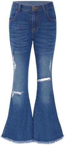 Amazon.com: Freebily Kids Girls Vintage Flared Jeans Zip Closure